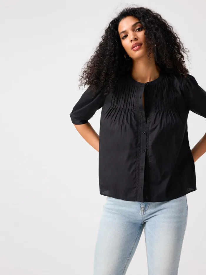 Women Gentle Pintuck Blouse Black Sanctuary Clothing Tees and Tops