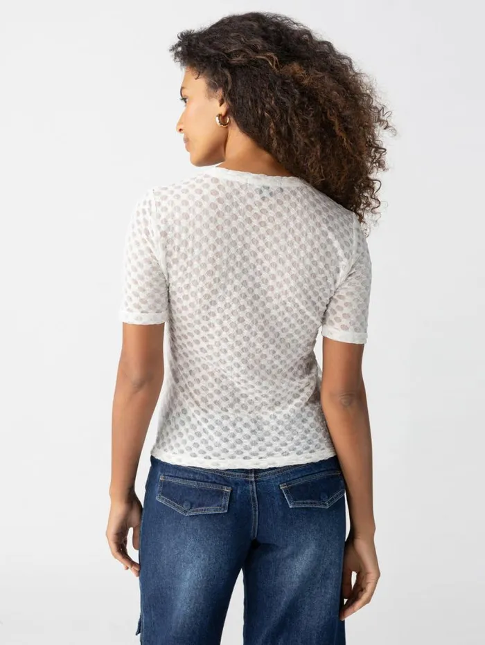 Women Geo Mesh Tee Chalk Sanctuary Clothing Tees and Tops