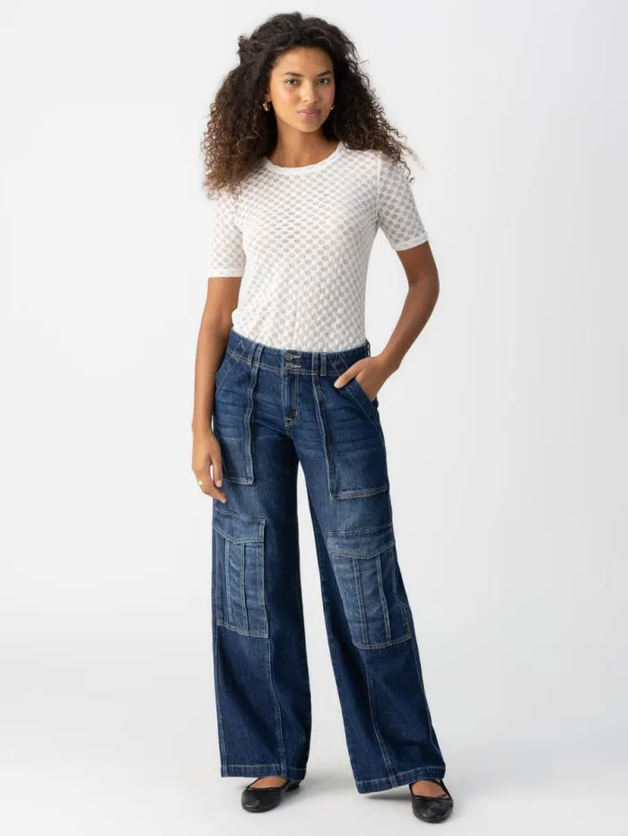 Women Geo Mesh Tee Chalk Sanctuary Clothing Tees and Tops