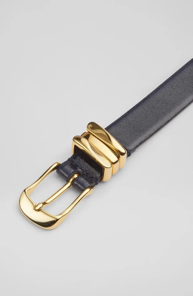 Women Georgette Navy Crinkle Patent Leather Belt LKBennett Belts Women Georgette Navy Crinkle Patent Leather Belt LKBennett Belts