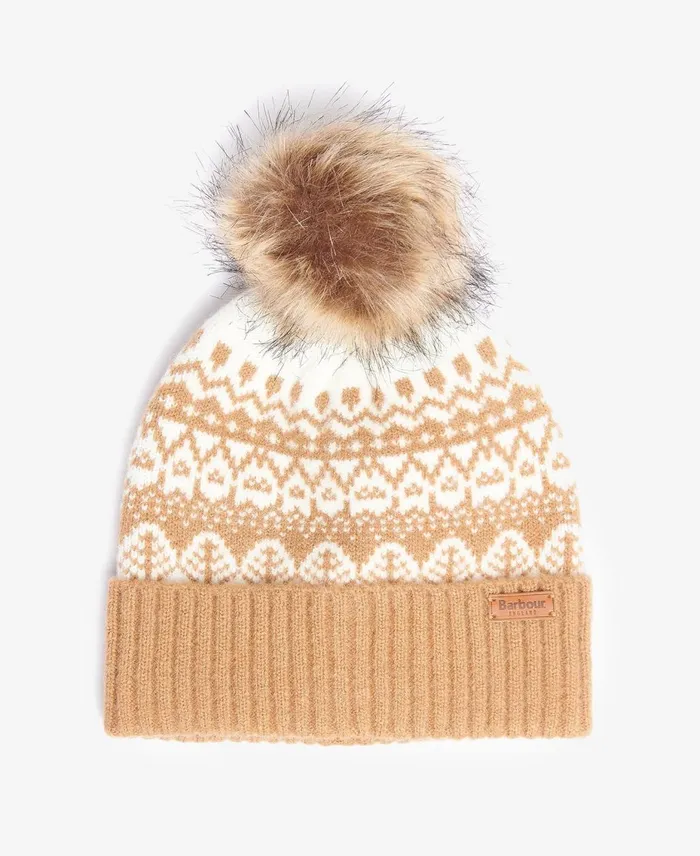 Women Hats Barbour Alpine Fairisle Pom Beanie Bronze