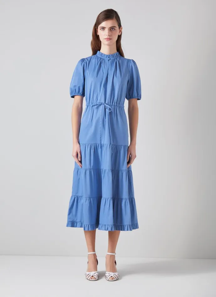 Women Hedy Blue Organic Cotton Tiered Dress Light Blue LKBennett Dresses Women Hedy Blue Organic Cotton Tiered Dress Light Blue LKBennett Dresses