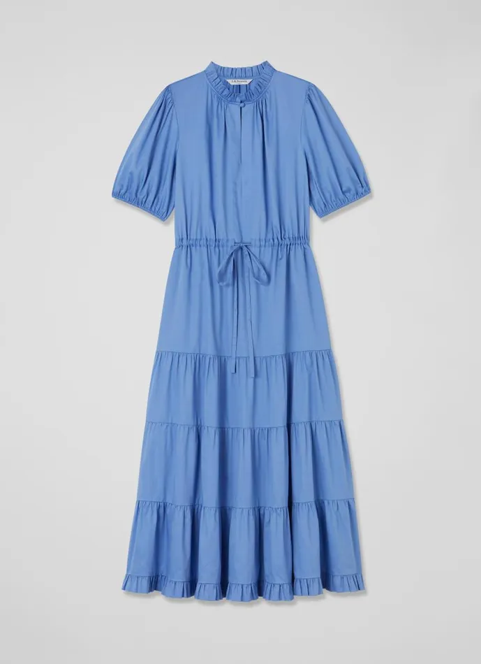 Women Hedy Blue Organic Cotton Tiered Dress Light Blue LKBennett Dresses Women Hedy Blue Organic Cotton Tiered Dress Light Blue LKBennett Dresses