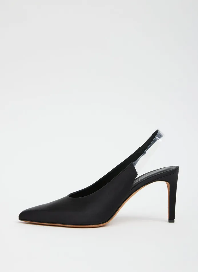 Women Heels Tibi Bartolome Satin Slingback Black