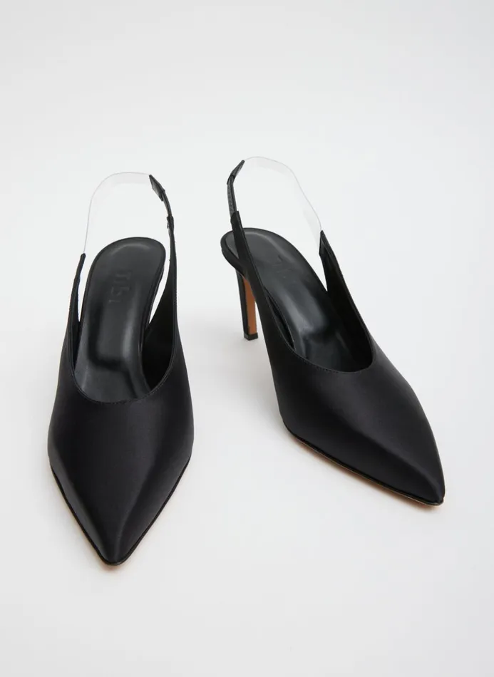Women Heels Tibi Bartolome Satin Slingback Black