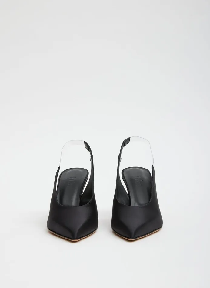 Women Heels Tibi Bartolome Satin Slingback Black