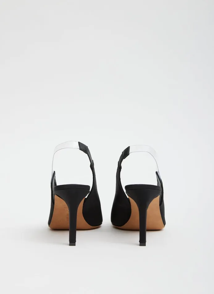 Women Heels Tibi Bartolome Satin Slingback Black