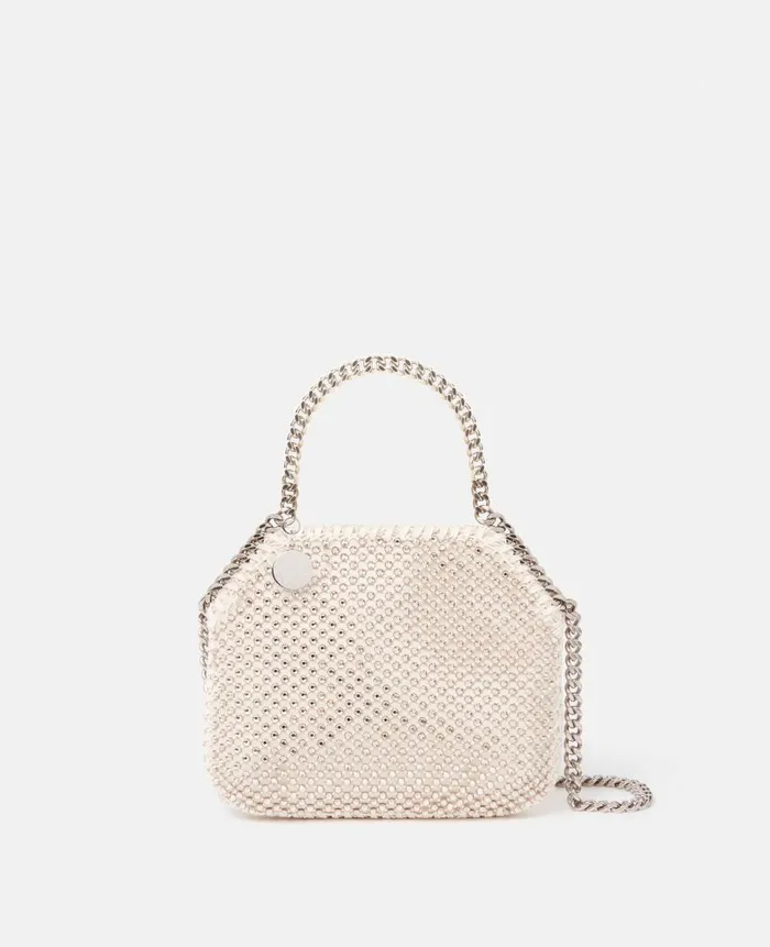 Women Iconic Falabella Stella McCartney Falabella Crystal Mesh Mini Tote Bag Almond Women Iconic Falabella Stella McCartney Falabella Crystal Mesh Mini Tote Bag Almond