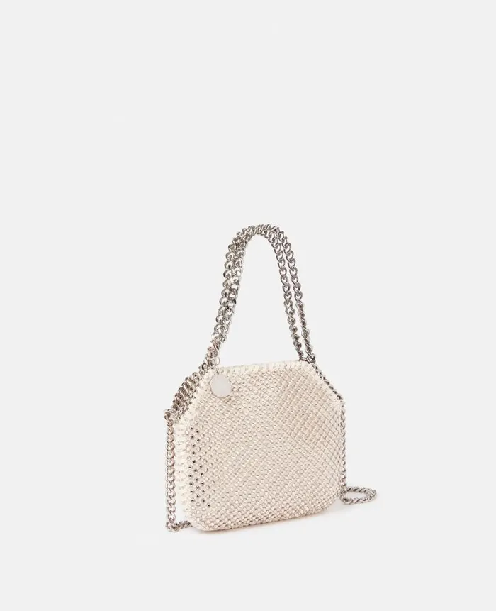 Women Iconic Falabella Stella McCartney Falabella Crystal Mesh Mini Tote Bag Almond