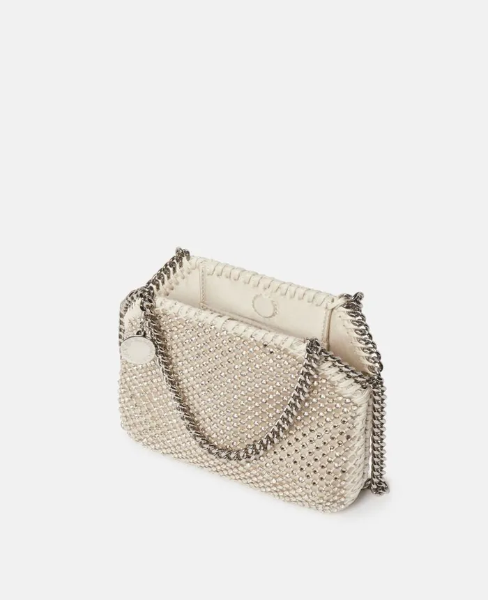 Women Iconic Falabella Stella McCartney Falabella Crystal Mesh Mini Tote Bag Almond
