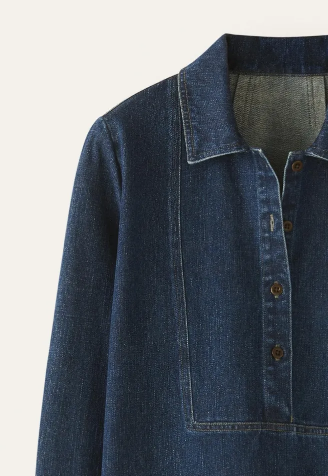 Women Indigodyed Dress Dark Denim Poetry Fashion Dresses and Skirts