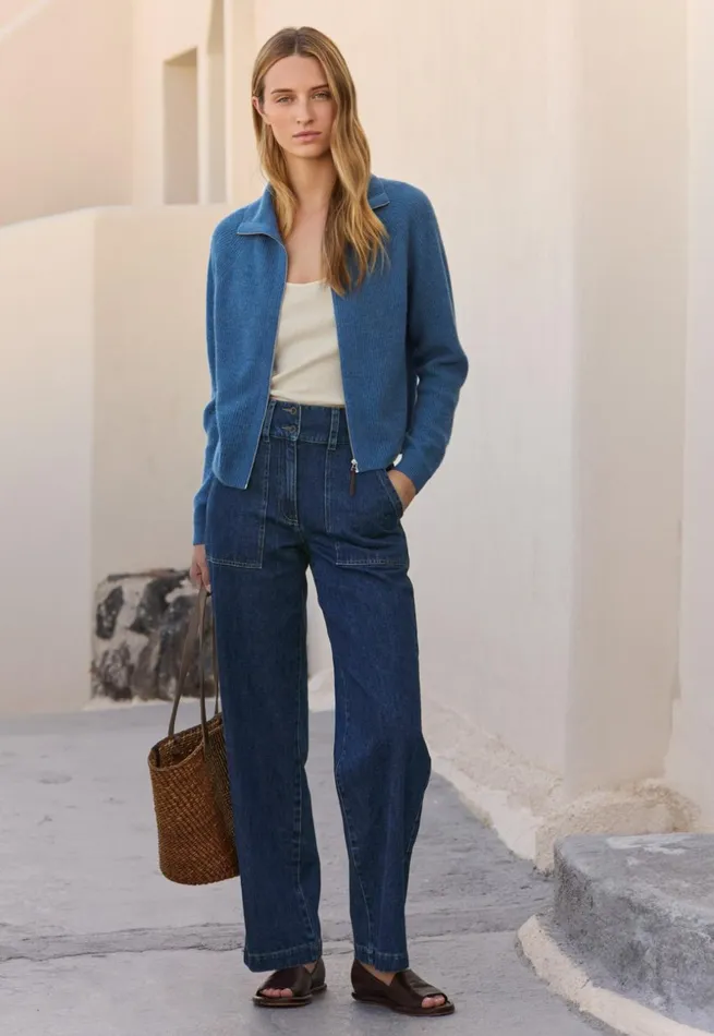 Women Indigo Trousers Poetry Fashion Trousers and Shorts