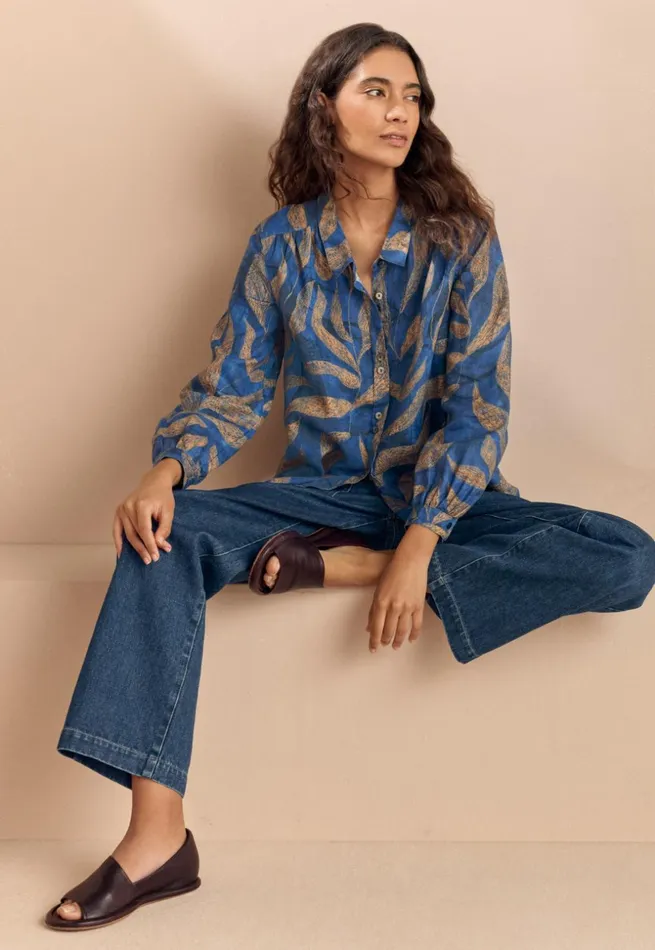 Women Indigo Trousers Poetry Fashion Trousers and Shorts