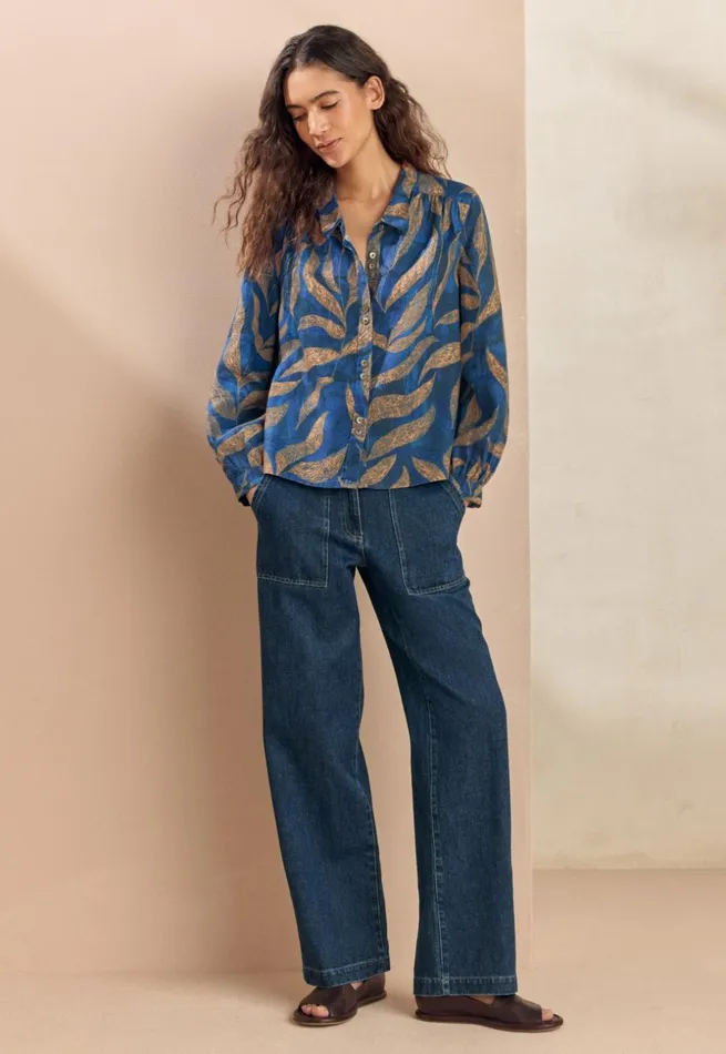 Women Indigo Trousers Poetry Fashion Trousers and Shorts