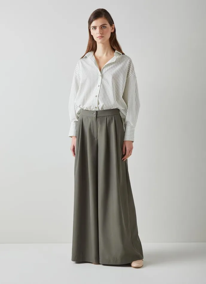 Women Isla Khaki Wide Leg Trousers With TENCEL Modal Khaki LKBennett Trousers Women Isla Khaki Wide Leg Trousers With TENCEL Modal Khaki LKBennett Trousers