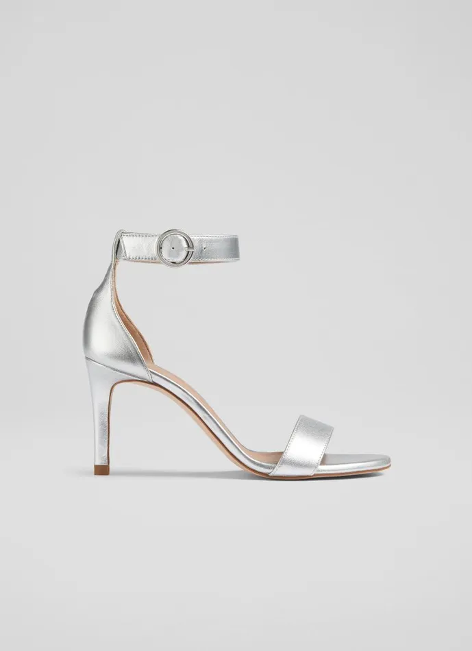 Women Ivy Silver Leather Single Strap Sandals Silver LKBennett Sandals