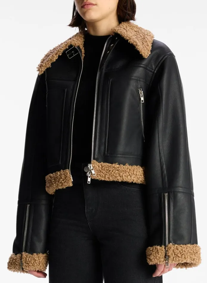 Women Jackets and Coats ALC Aspen Faux Shearling Jacket Blackbrown