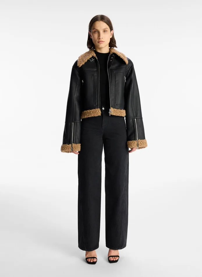 Women Jackets and Coats ALC Aspen Faux Shearling Jacket Blackbrown