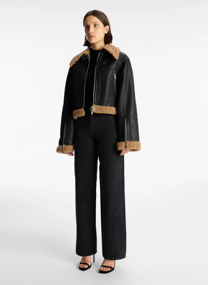 Women Jackets and Coats ALC Aspen Faux Shearling Jacket Blackbrown