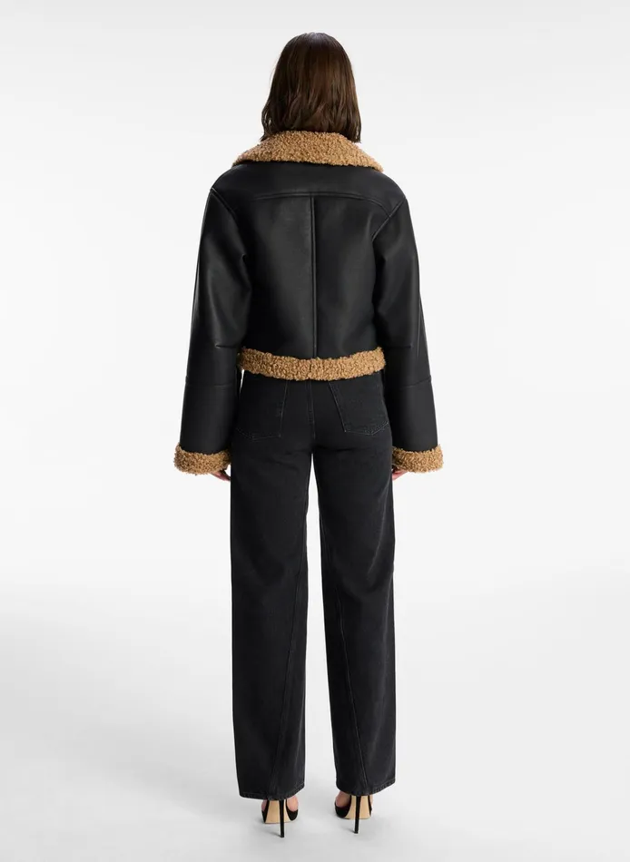 Women Jackets and Coats ALC Aspen Faux Shearling Jacket Blackbrown