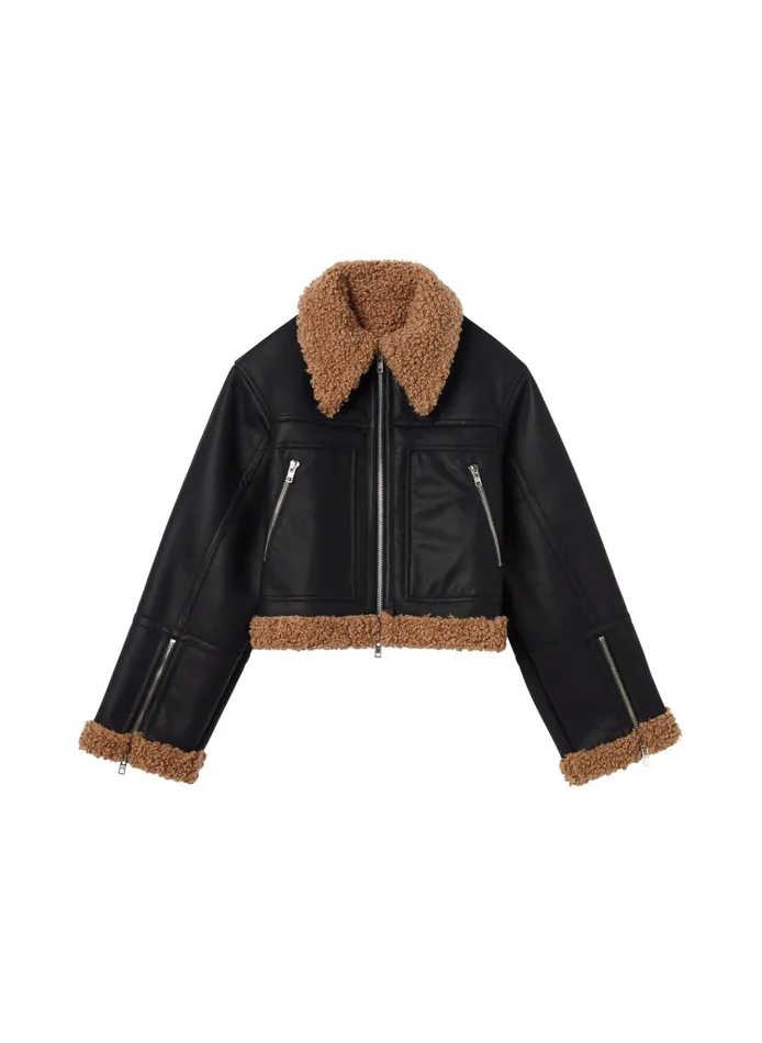 Women Jackets and Coats ALC Aspen Faux Shearling Jacket Blackbrown