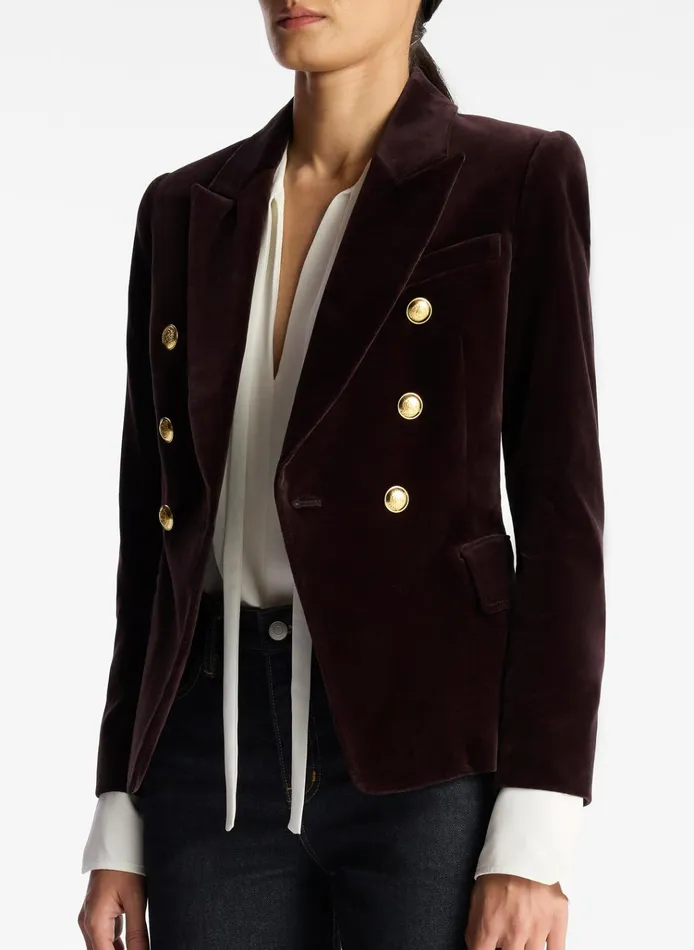 Women Jackets and Coats ALC Chelsea Velvet Tailored Jacket Chocolate Plum