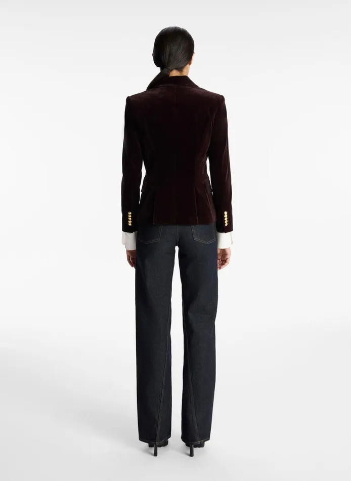 Women Jackets and Coats ALC Chelsea Velvet Tailored Jacket Chocolate Plum