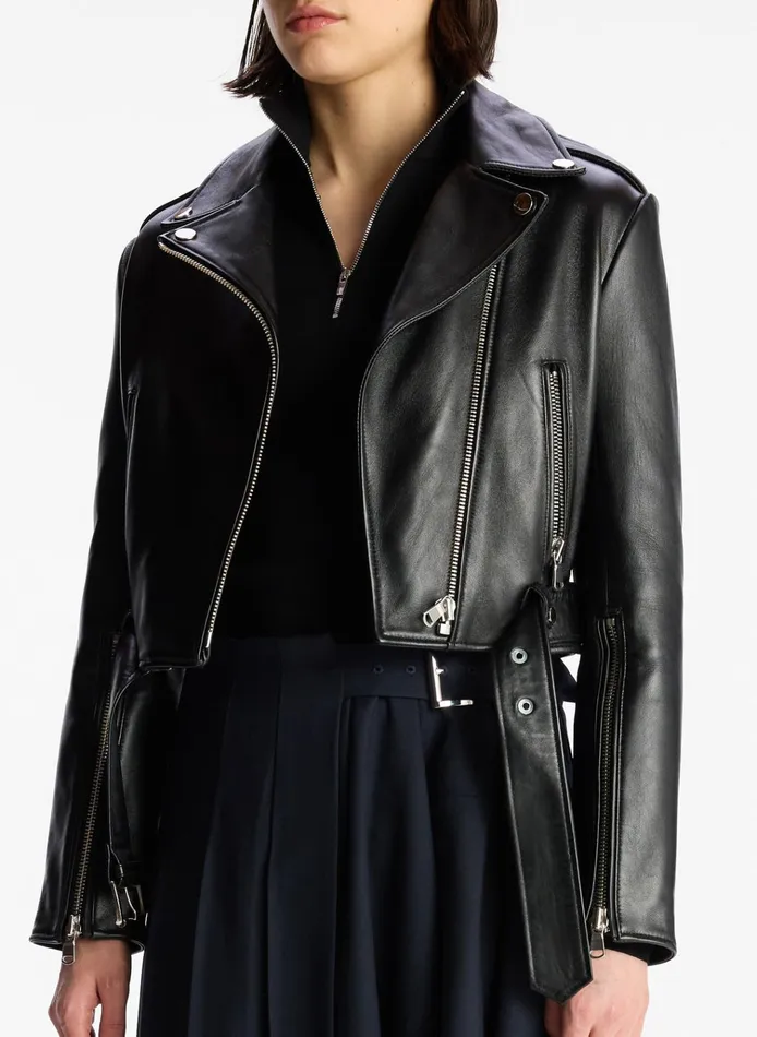 Women Jackets and Coats ALC Monroe Leather Jacket Black