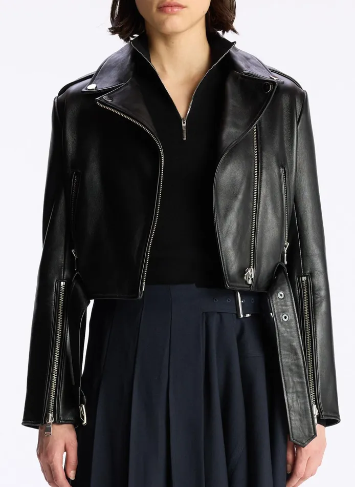 Women Jackets and Coats ALC Monroe Leather Jacket Black