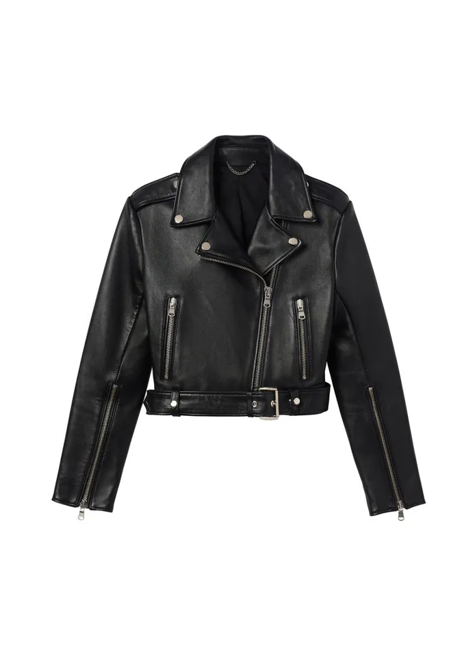 Women Jackets and Coats ALC Monroe Leather Jacket Black