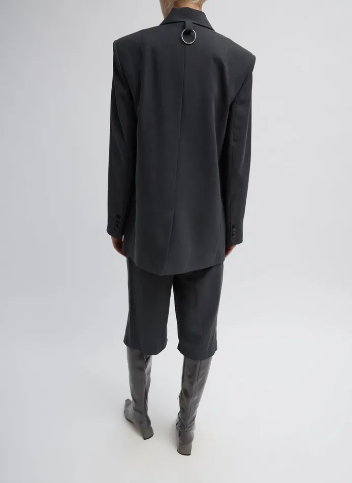 Women Jackets and Outerwear Tibi Fluid Suiting Double Breasted Blazer Steel Grey