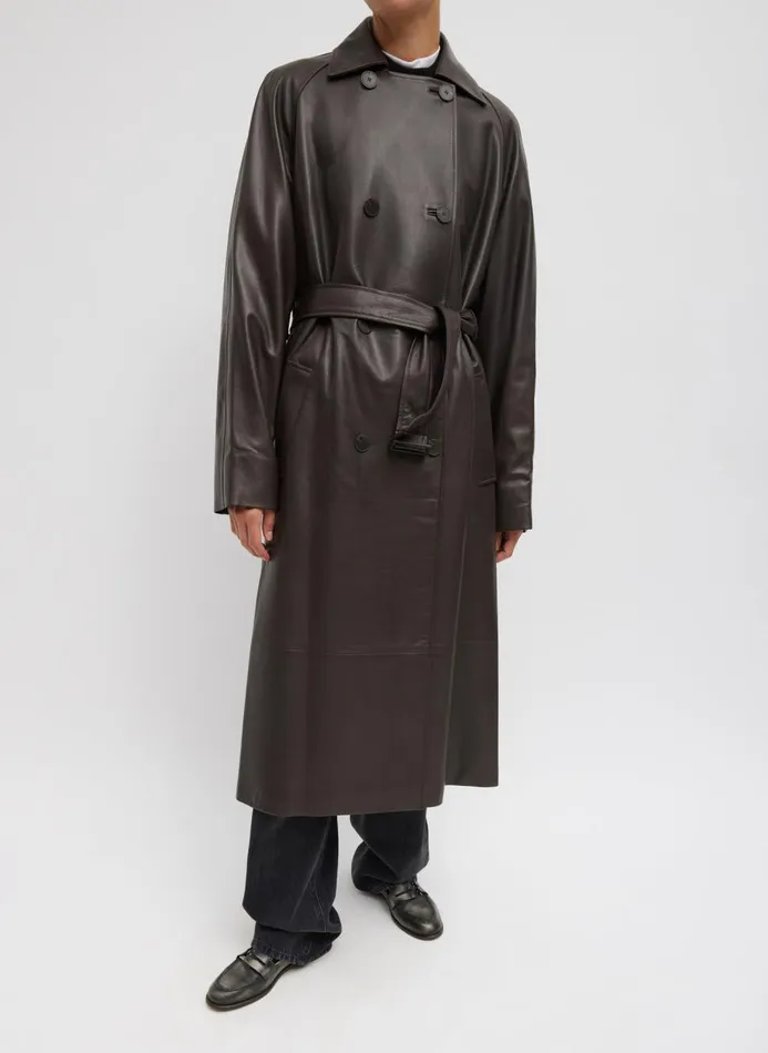 Women Jackets and Outerwear Tibi Leather Trench Chocolate Brown