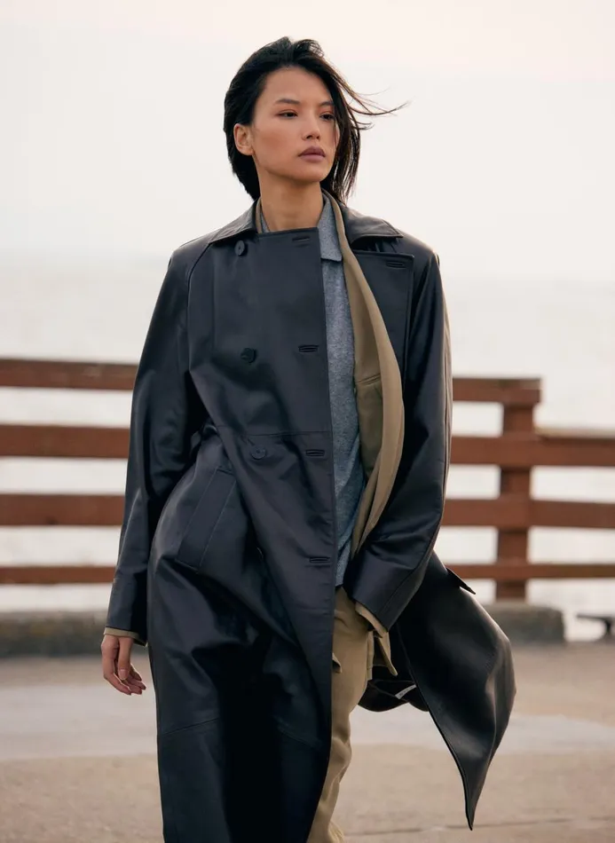 Women Jackets and Outerwear Tibi Leather Trench Chocolate Brown