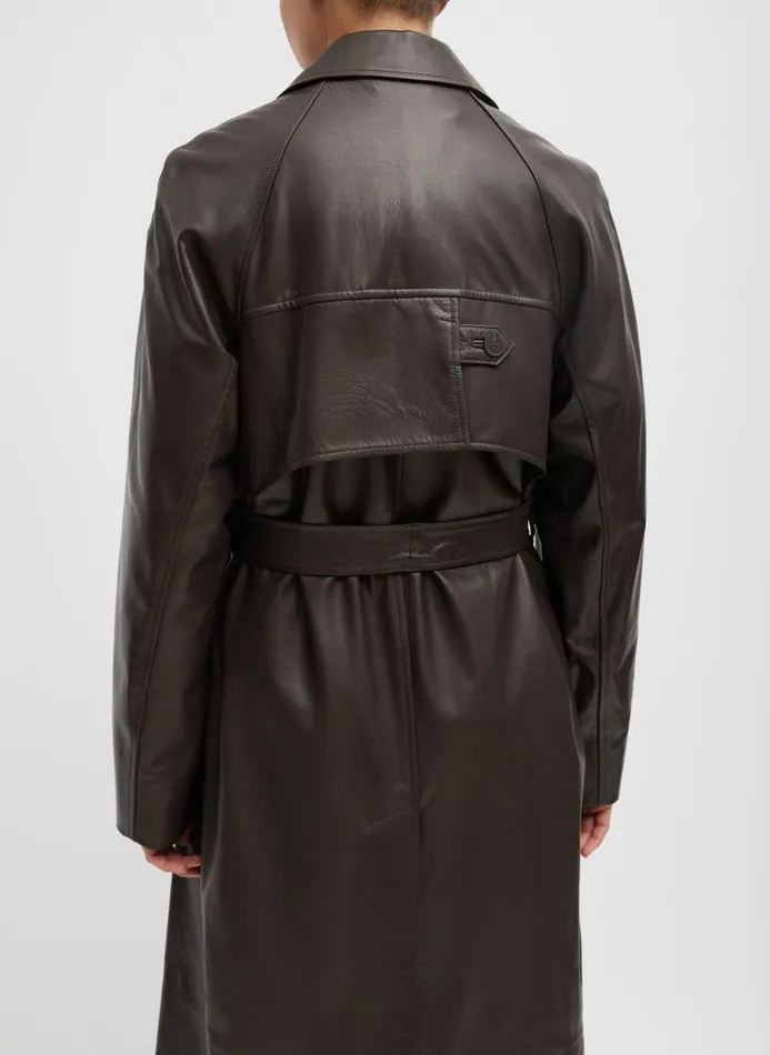 Women Jackets and Outerwear Tibi Leather Trench Chocolate Brown