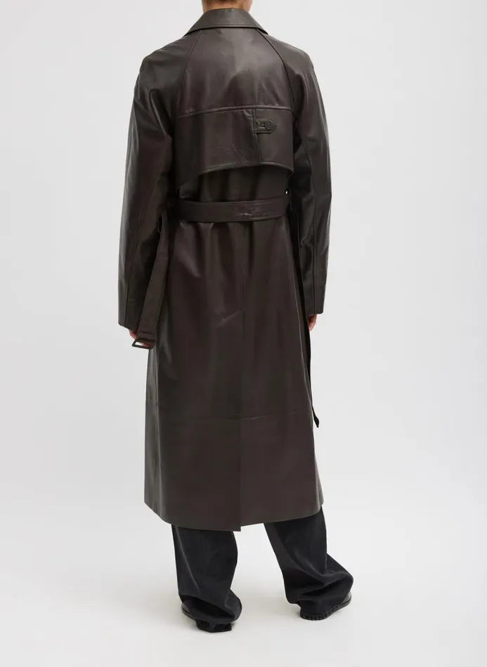 Women Jackets and Outerwear Tibi Leather Trench Chocolate Brown
