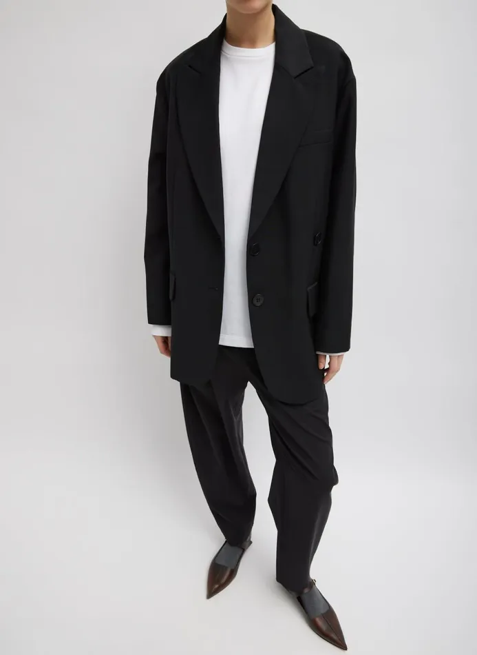 Women Jackets and Outerwear Tibi Tropical Wool Liam Blazer Black
