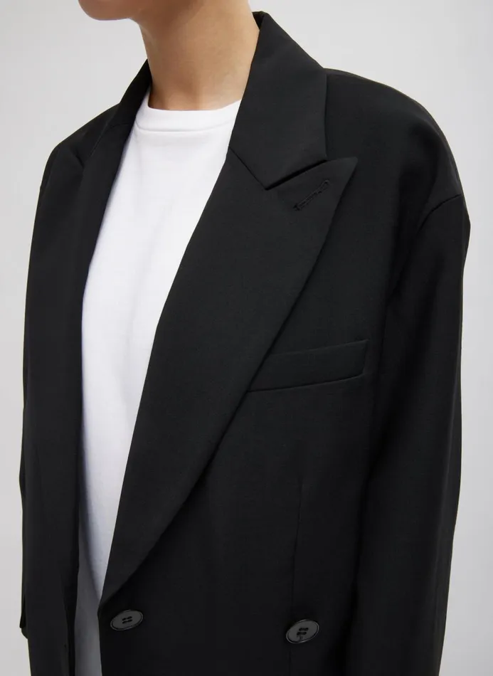 Women Jackets and Outerwear Tibi Tropical Wool Liam Blazer Black