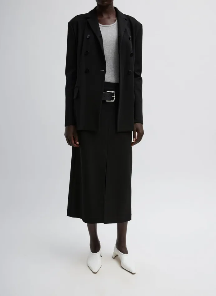 Women Jackets and Outerwear Tibi Wren Crepe Knit Fitted Blazer Black