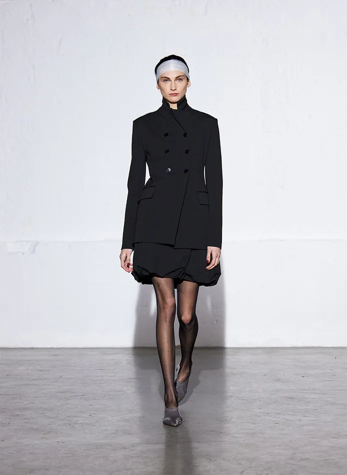 Women Jackets and Outerwear Tibi Wren Crepe Knit Fitted Blazer Black