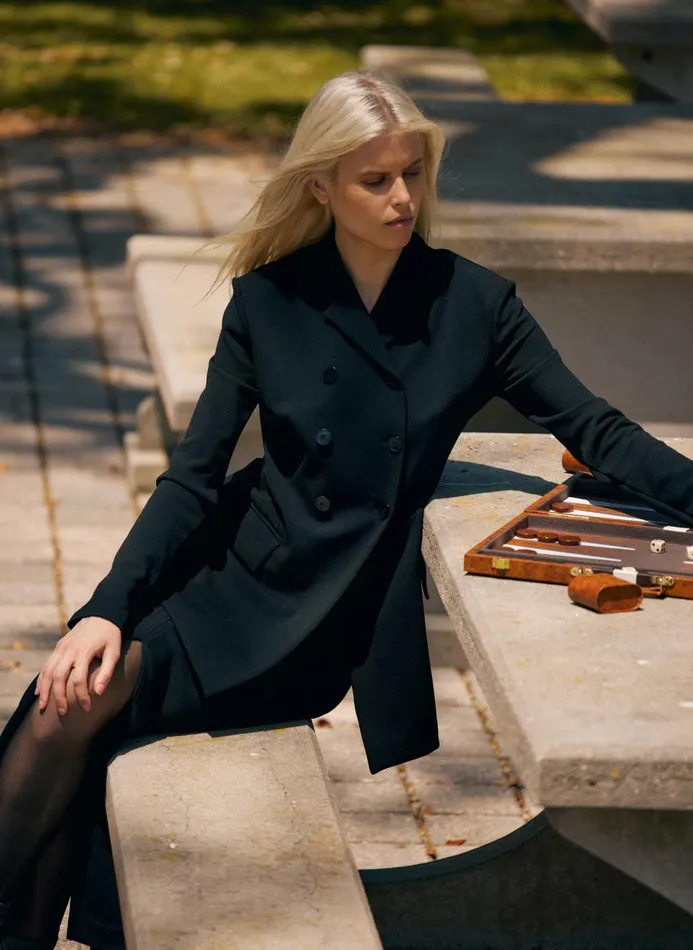 Women Jackets and Outerwear Tibi Wren Crepe Knit Fitted Blazer Black