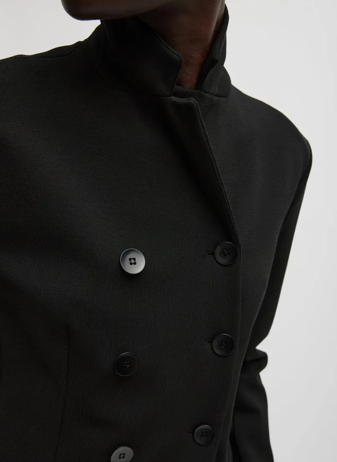 Women Jackets and Outerwear Tibi Wren Crepe Knit Fitted Blazer Black