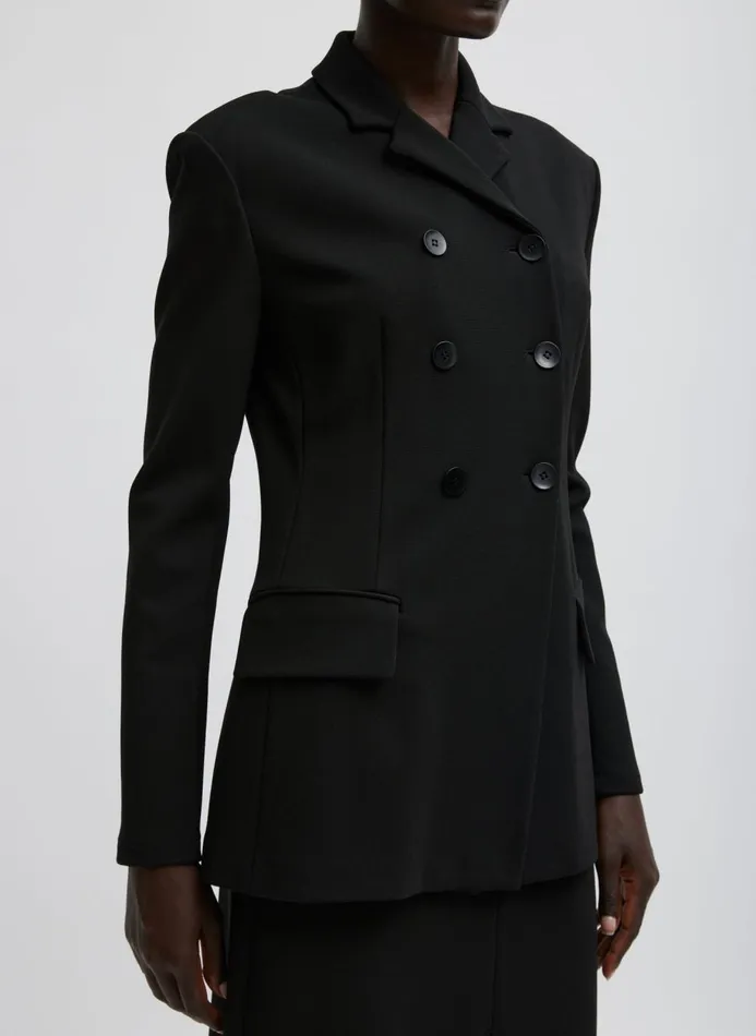 Women Jackets and Outerwear Tibi Wren Crepe Knit Fitted Blazer Black