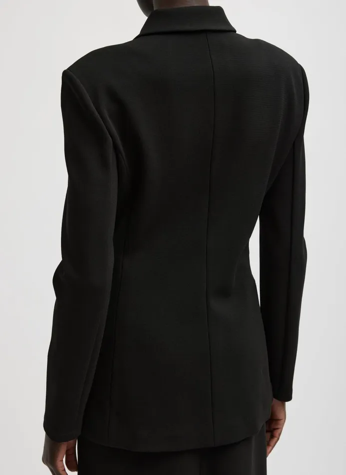 Women Jackets and Outerwear Tibi Wren Crepe Knit Fitted Blazer Black