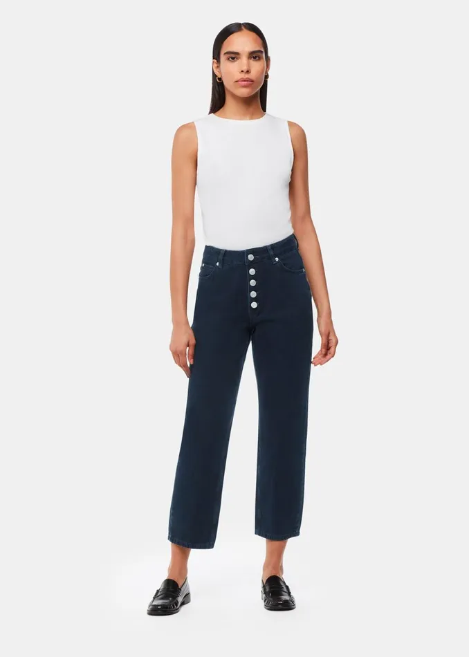 Women Jeans Whistles Dark Denim Authentic Hollie Button Jean