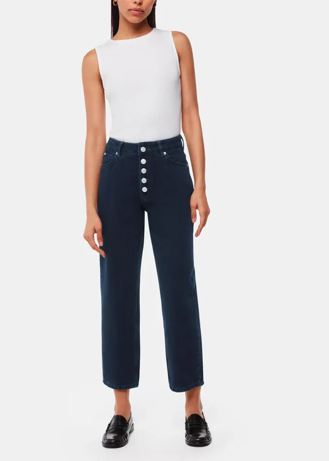 Women Jeans Whistles Dark Denim Authentic Hollie Button Jean