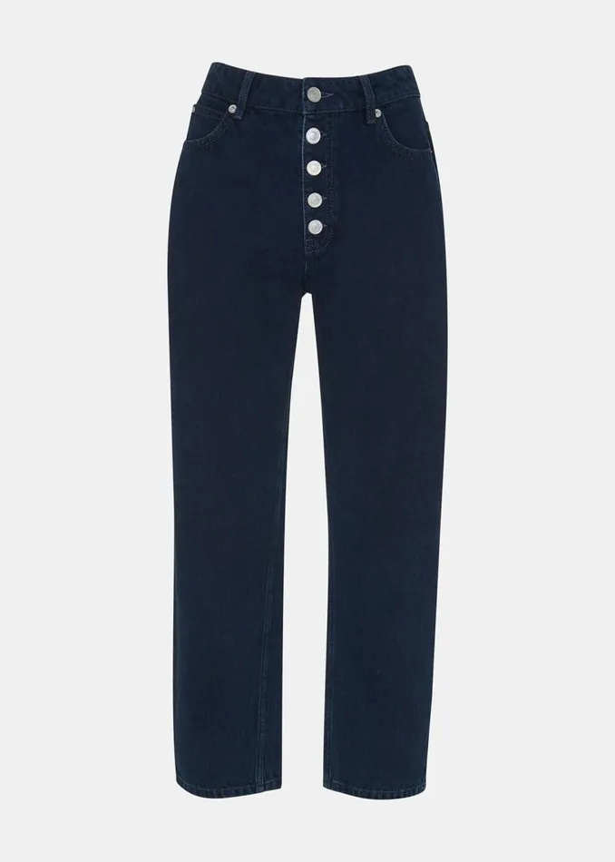 Women Jeans Whistles Dark Denim Authentic Hollie Button Jean