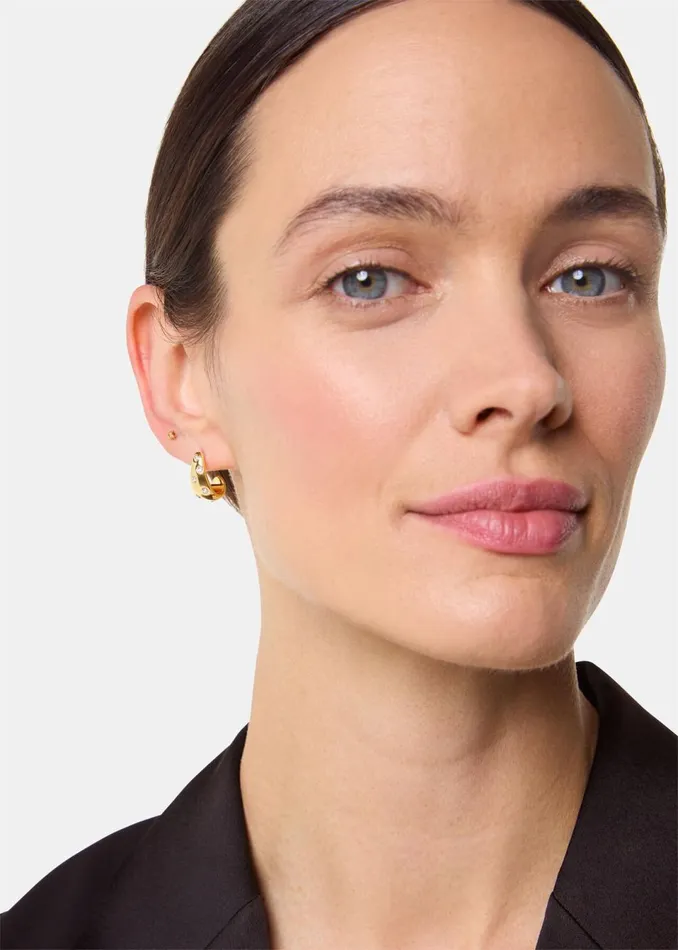Women Jewellery Whistles Gold Diamante Mini Curved Earring