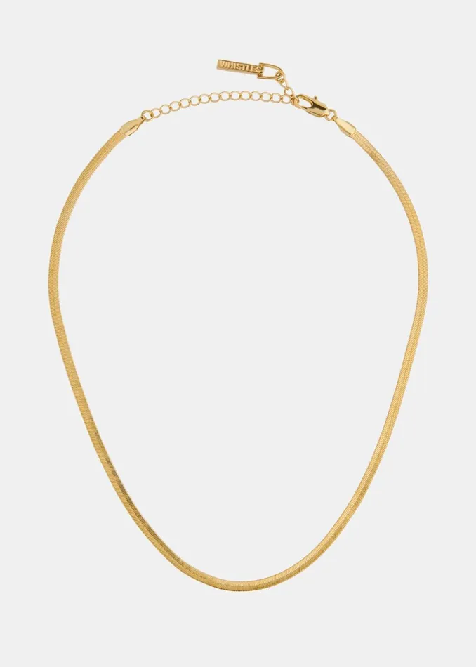 Women Jewellery Whistles Gold Flat Snake Chain Necklace
