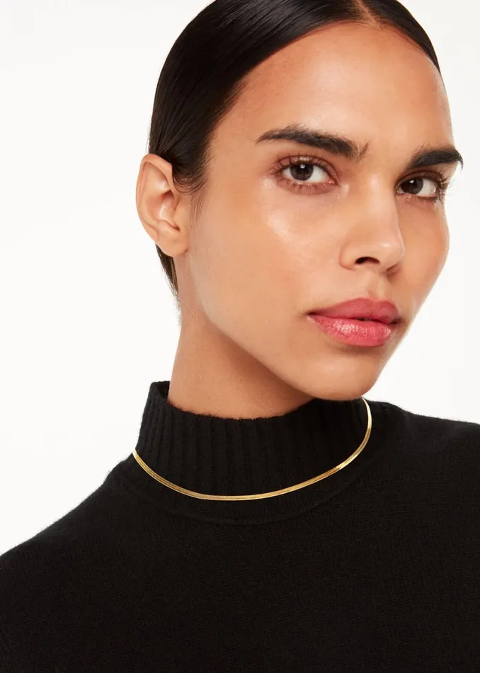 Women Jewellery Whistles Gold Flat Snake Chain Necklace
