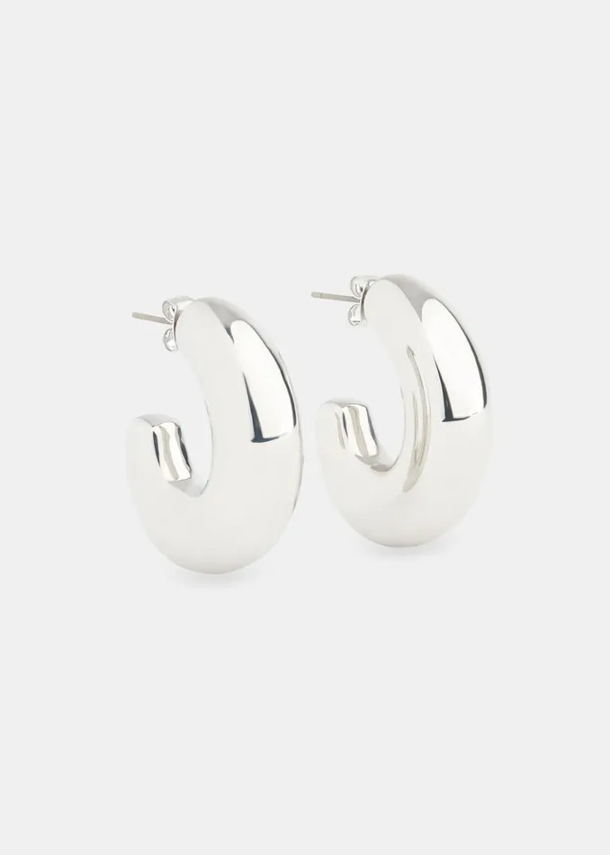 Women Jewellery Whistles Silver Bulbous Curved Hoop